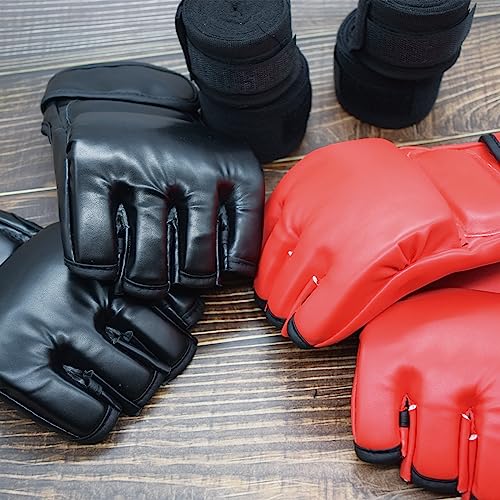 2 Pairs Boxing Kickboxing Gloves for Men Women Leather Sparring Training MMA O811
