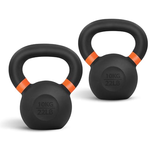 Yes4All Powder Coated Cast Iron Kettlebell Weight Set for Home Gym N15817