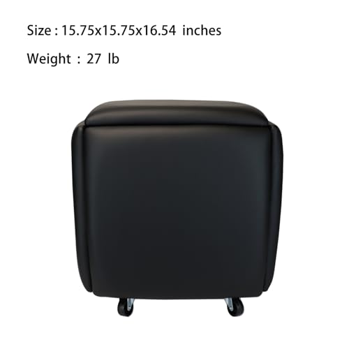 Nesting Ottoman Cube Chair with Wheels, Stackable Leather Foot Stool V48796