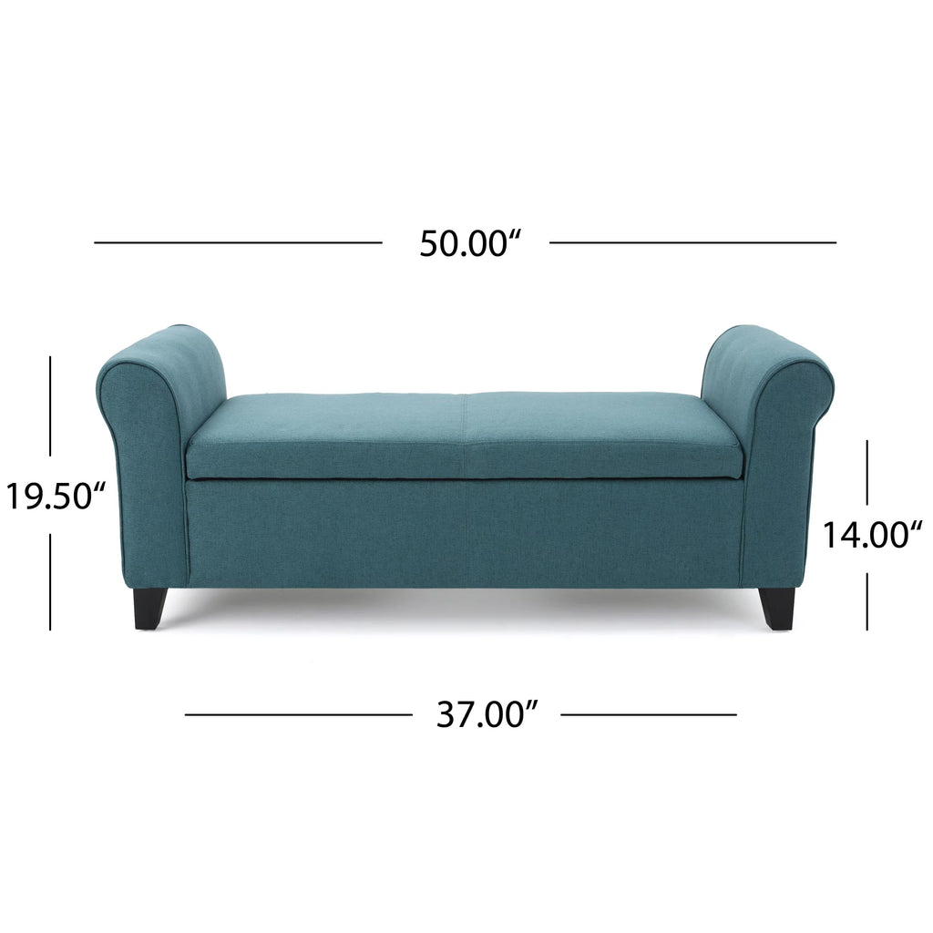 Noble House Haynes Upholstered Storage Ottoman, Dark Teal S1654