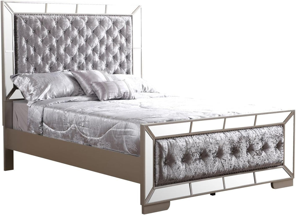 Hollywood Hills Silver Champagne Queen Panel Bed T325735