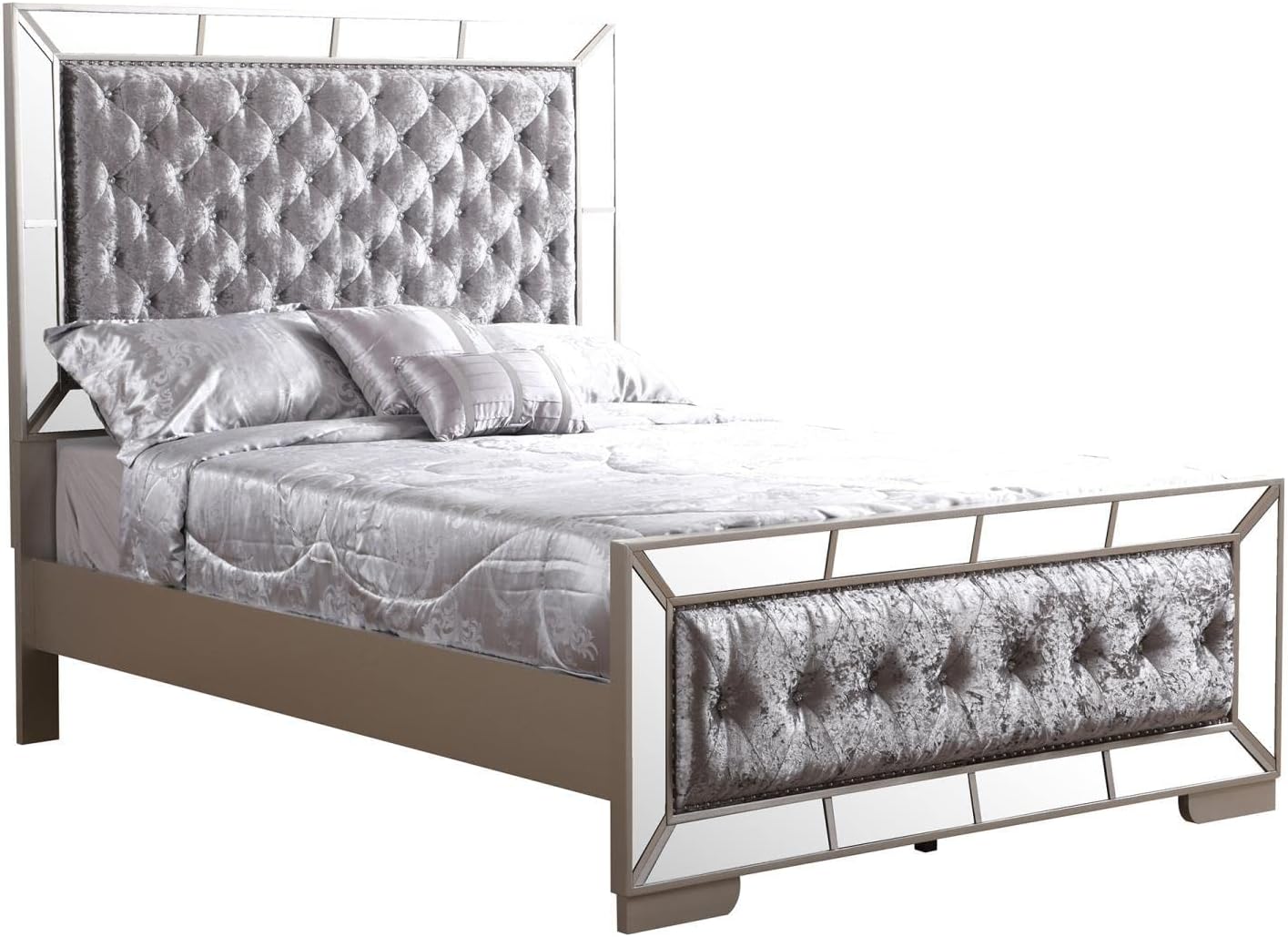 Hollywood Hills Silver Champagne Queen Panel Bed T325735