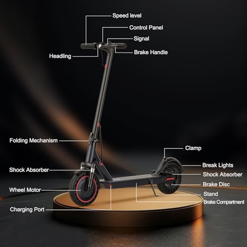 Electric Scooter with 10" Solid Tires, 500W Motor, 22 Miles Range, Folding D4827