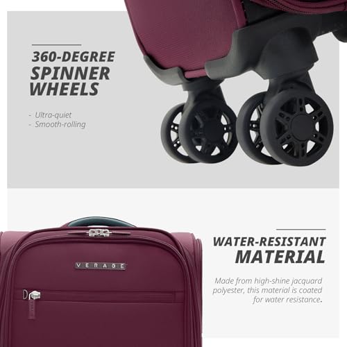 Verage Under Seat Luggage with Wheels, Softside Spinner Carry On, Navy 14-Inch A51804