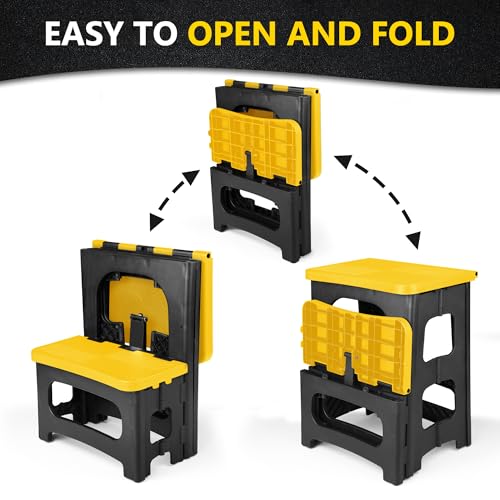 Folding 2-Step Stool, Non-Slip Portable Footstool, Yellow H725346