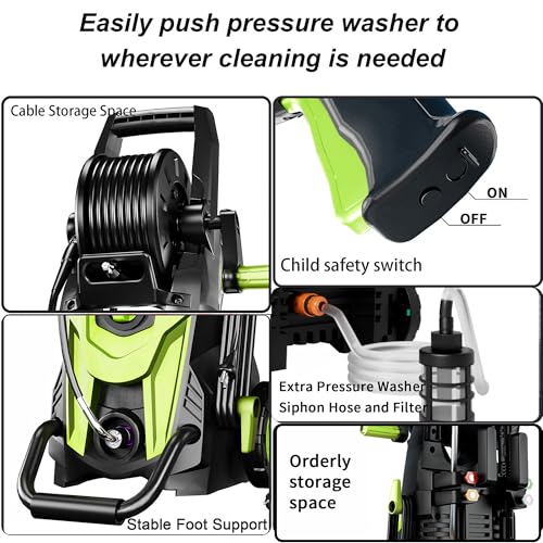 Electric Pressure Washer 4500 PSI 3.2 GPM with 4 Nozzles and Foam Cannon G786027