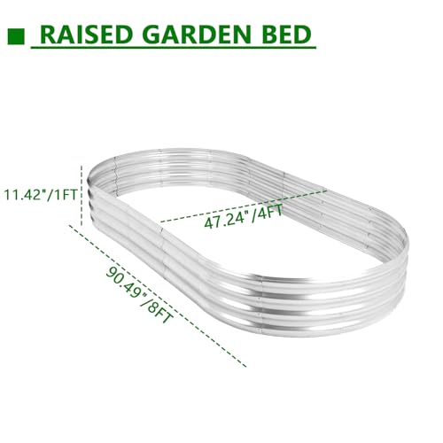 Raised Garden Bed 8x4x1 FT Galvanized Metal Planter Box for Outdoor Vegetables G782
