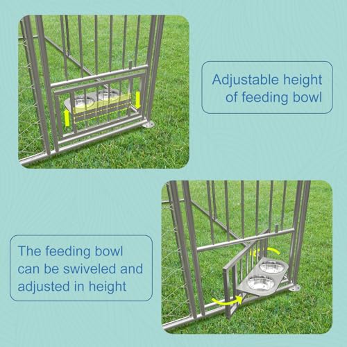 Large Outdoor Dog Kennel Heavy Duty Galvanized Steel with Waterproof Cover V616855