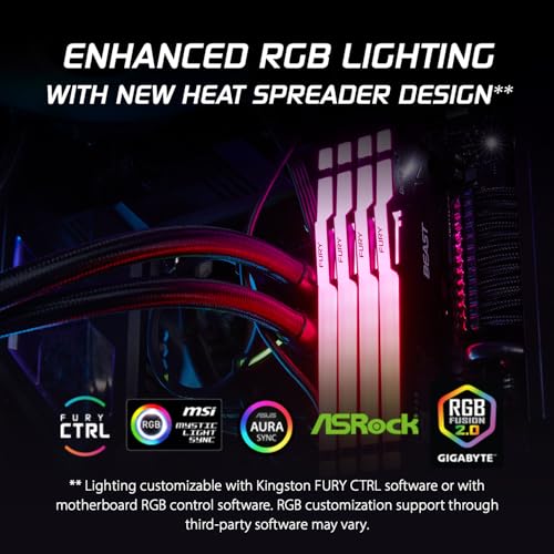 Kingston Fury Beast RGB 64GB (2x32GB) DDR5 6000MT/s CL30 Desktop Memory B22353