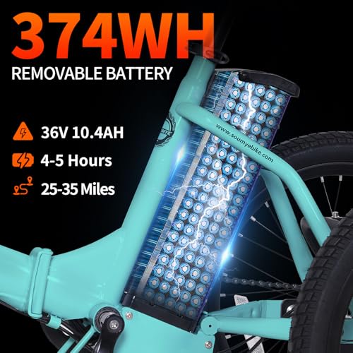 Electric Tricycle 20" Folding 350W Step-Thru for Adults with Removable Battery J2379