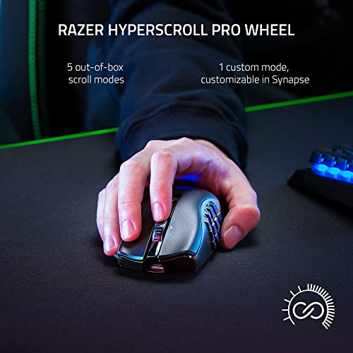 Razer Naga V2 HyperSpeed Wireless MMO Gaming Mouse, 19 Programmable Buttons, HyperScroll, Focus Pro 30K Sensor F16988