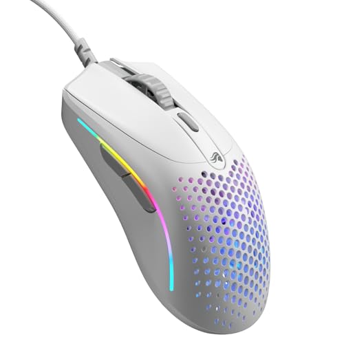 Glorious Model D Wired Gaming Mouse - 68g Honeycomb RGB Ergonomic, Matte White M160012