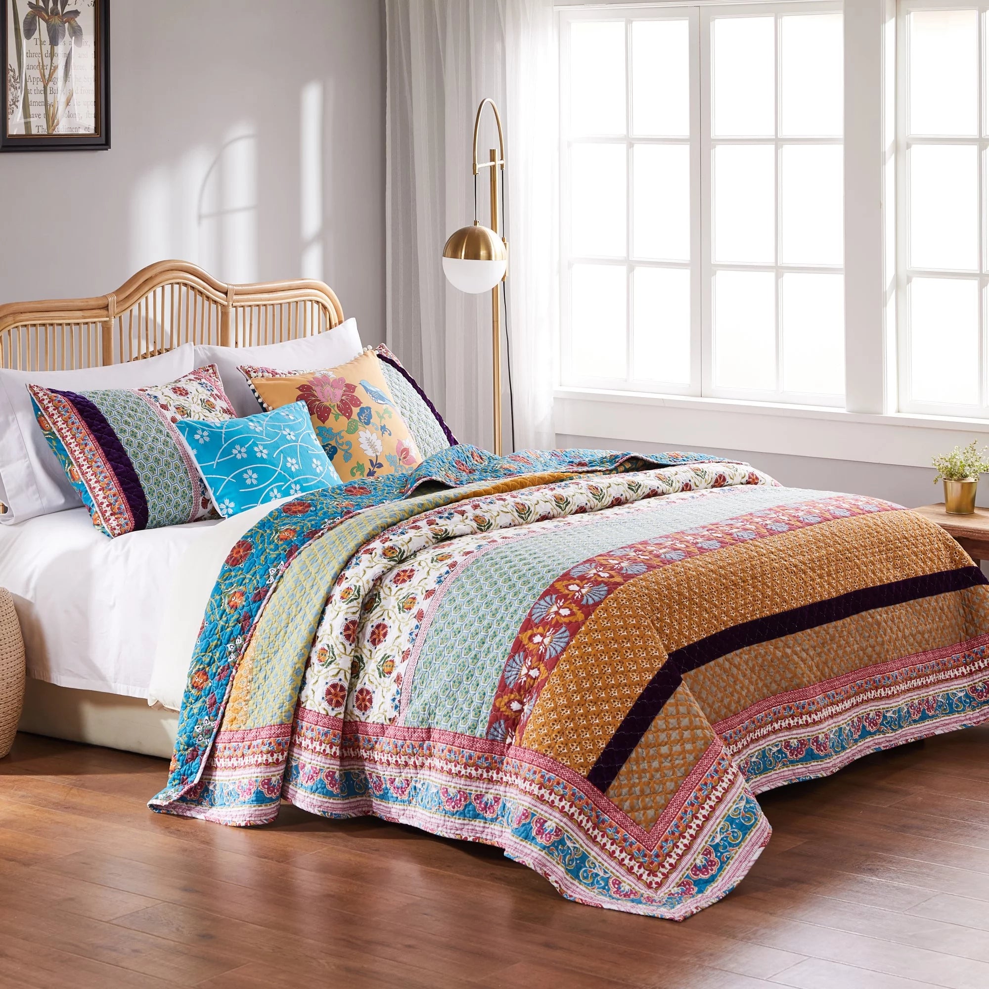 Tori Reversible Cotton Quilt Set, Modern Bohemian, 3-Piece King/Cal King R502701