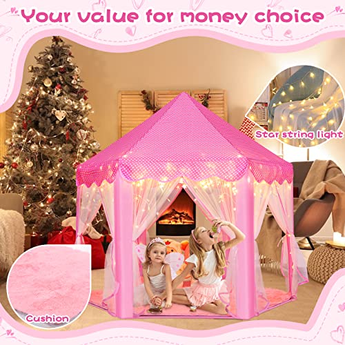 Monobeach Princess Tent Girls Large Playhouse with Star Lights L847553