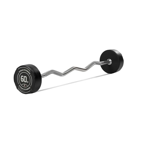 Titan Fitness Rubber Curl Fixed Barbells, Pre-Loaded Weight Bar Y406
