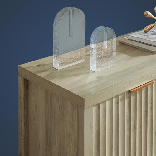 Fluted Sideboard Buffet Cabinet with Storage, 56" Modern Credenza, Natural Y669537