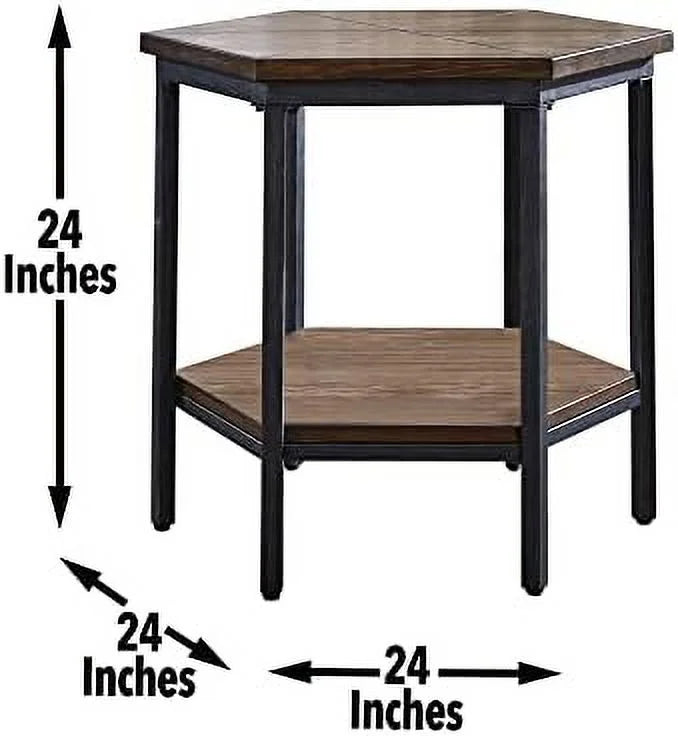 Mocha Hexagonal Iron Base End Table K408