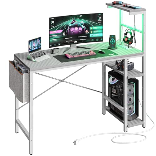 Bestier Gaming Desk with LED Lights, 51.3 Inch Computer Desk Q970