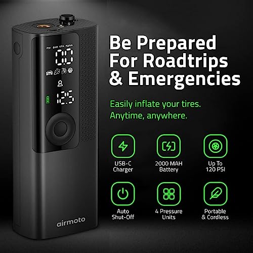 Airmoto Tire Inflator Portable Air Compressor with Digital Pressure Gauge D815