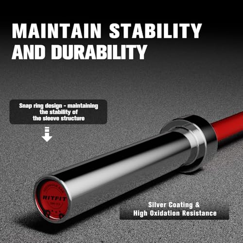 RITFIT Olympic Barbell 4ft/6ft 2 Inch Weight Bar for Strength Training, 500lbs Capacity F369
