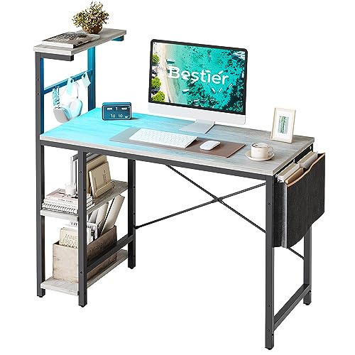 Bestier Gaming Desk with LED Lights, 51.3 Inch Computer Desk Q970