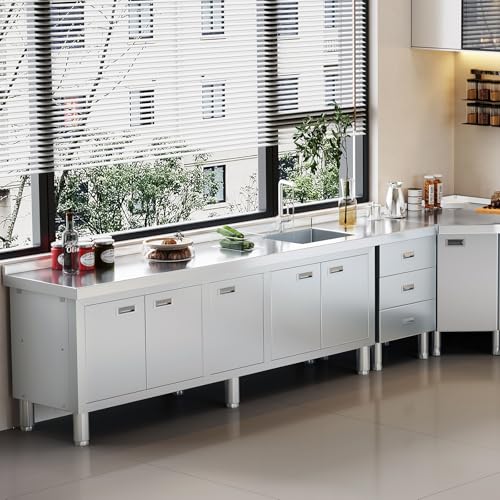 ZZV Freestanding Stainless Steel Utility Sink with Cabinet I631996