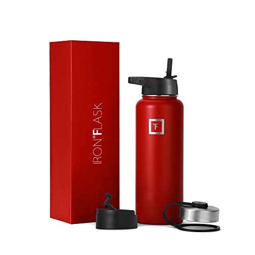IRON °FLASK Stainless Steel Insulated Water Bottle with 3 Lids, 40 oz U19688
