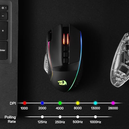 Redragon M810 Pro Wireless Gaming Mouse, 10000 DPI, RGB Backlit K36063