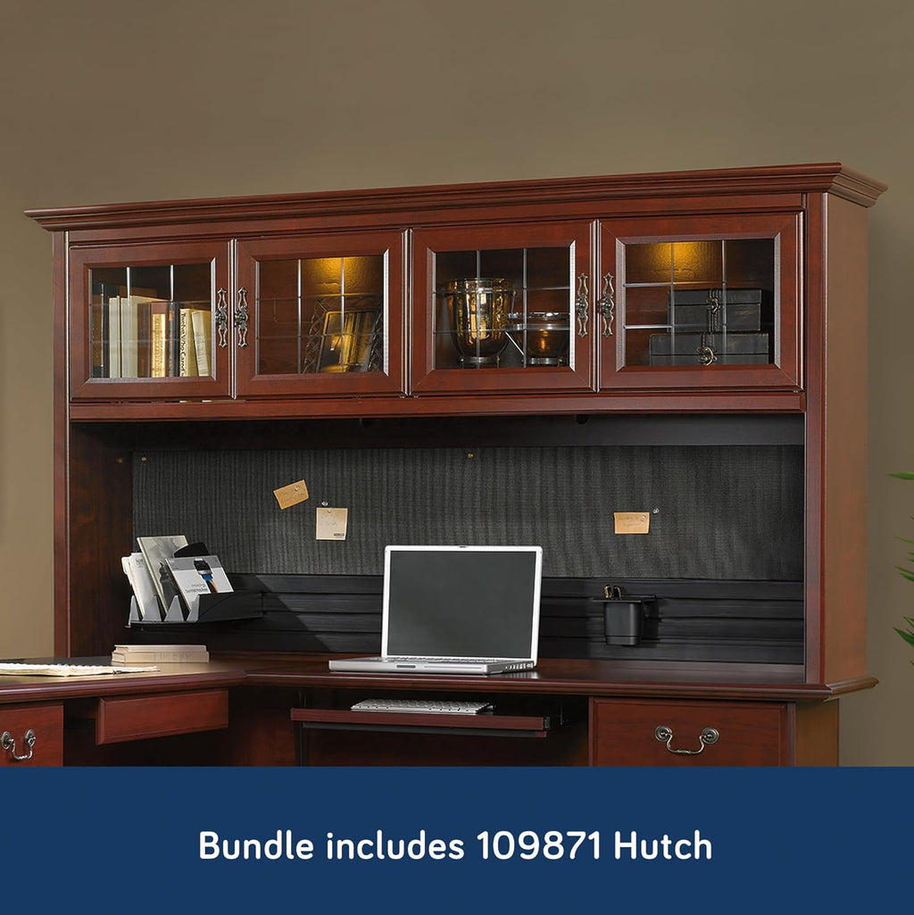 Sauder Heritage Hill L-Shaped Desk with Office Hutch, Classic Cherry R16927