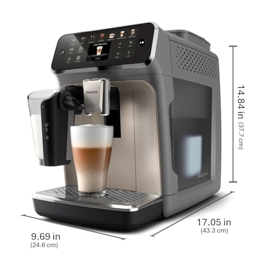 PHILIPS 4400 Series Fully Automatic Espresso Machine with LatteGo, Black Chrome D322