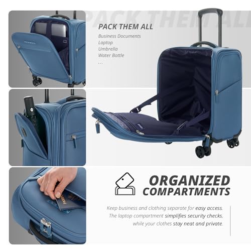 Verage Under Seat Luggage with Wheels, Softside Spinner Carry On, Navy 14-Inch A51804
