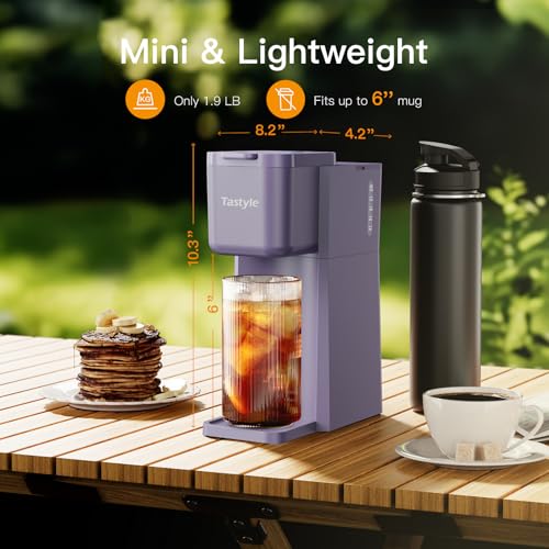 Mini Hot and Iced Coffee Maker Single Serve for K Cup and Ground, Classic Black O715039
