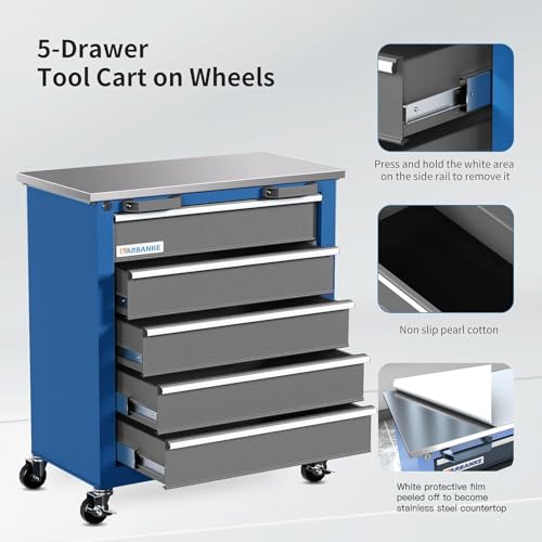 7-Drawer Rolling Toolbox with Lockable Wheels and Keyed Locking System J502595
