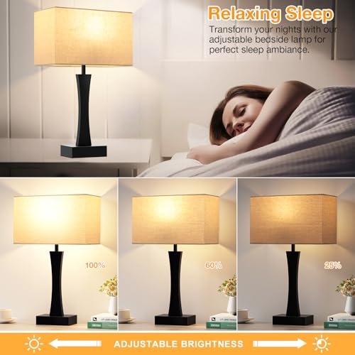 3 Way Dimmable Bedside Lamp Set of 2 with USB Ports C63781