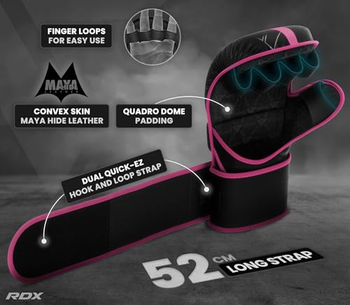 RDX MMA Gloves Hybrid Open Palm Maya Hide Leather Wrist Support Boxing Training Z623139