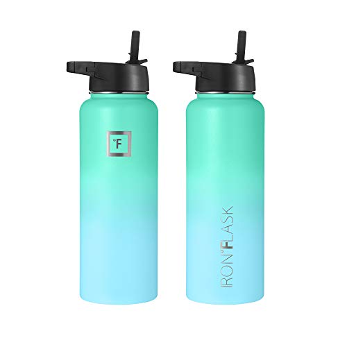 IRON °FLASK Stainless Steel Insulated Water Bottle with 3 Lids, 40 oz U19688