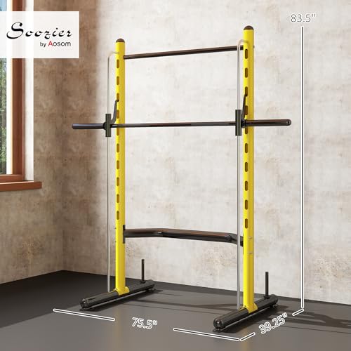 Soozier Squat Rack with Pull-Up Bar, Adjustable Power Rack for Home Gym I377