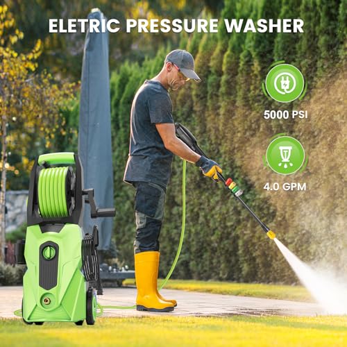 Electric Pressure Washer 5000 PSI 4.0 GPM with 33ft Hose, 4 Nozzles and Foam Cannon M920420