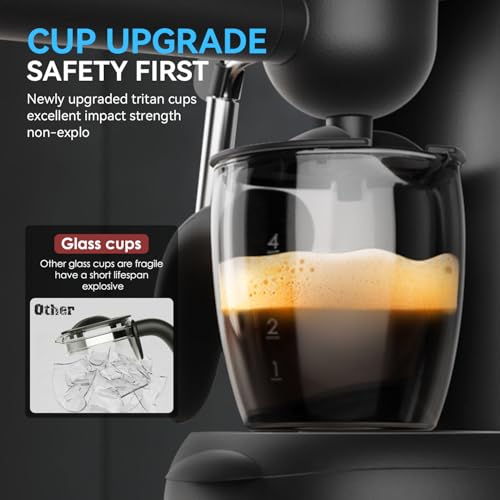 Coffee Machine 3.5 Bar Espresso & Cappuccino Maker with Steam Wand, Black W2412
