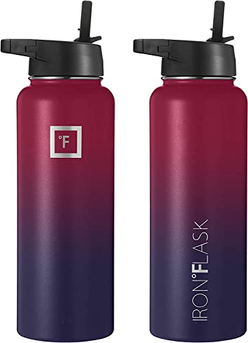 IRON °FLASK Stainless Steel Insulated Water Bottle with 3 Lids, 40 oz U19688