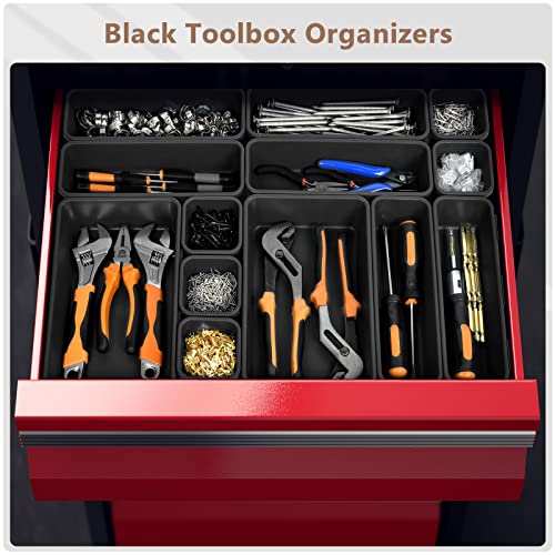 A-LUGEI 69Pcs Tool Box Organizer Tray Divider Set, Black Desk Drawer Organizer A217