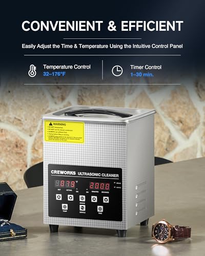 CREWORKS 3L Digital Ultrasonic Cleaner with Degas & Gentle Modes, 120W R572
