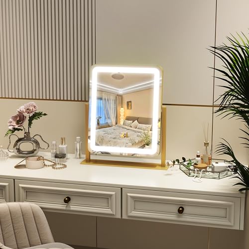Vanity Mirror with Lights, 12.6"×15" LED Makeup Mirror, Touch Control Dimmable D52089