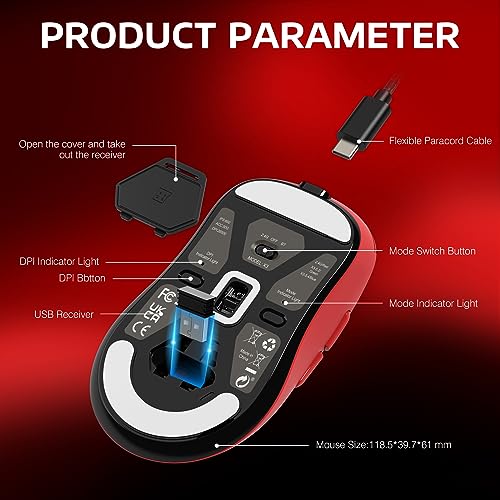 ATTACK SHARK X3 Wireless Gaming Mouse, 49g Ergonomic, PAW3395 26K DPI, White C238377