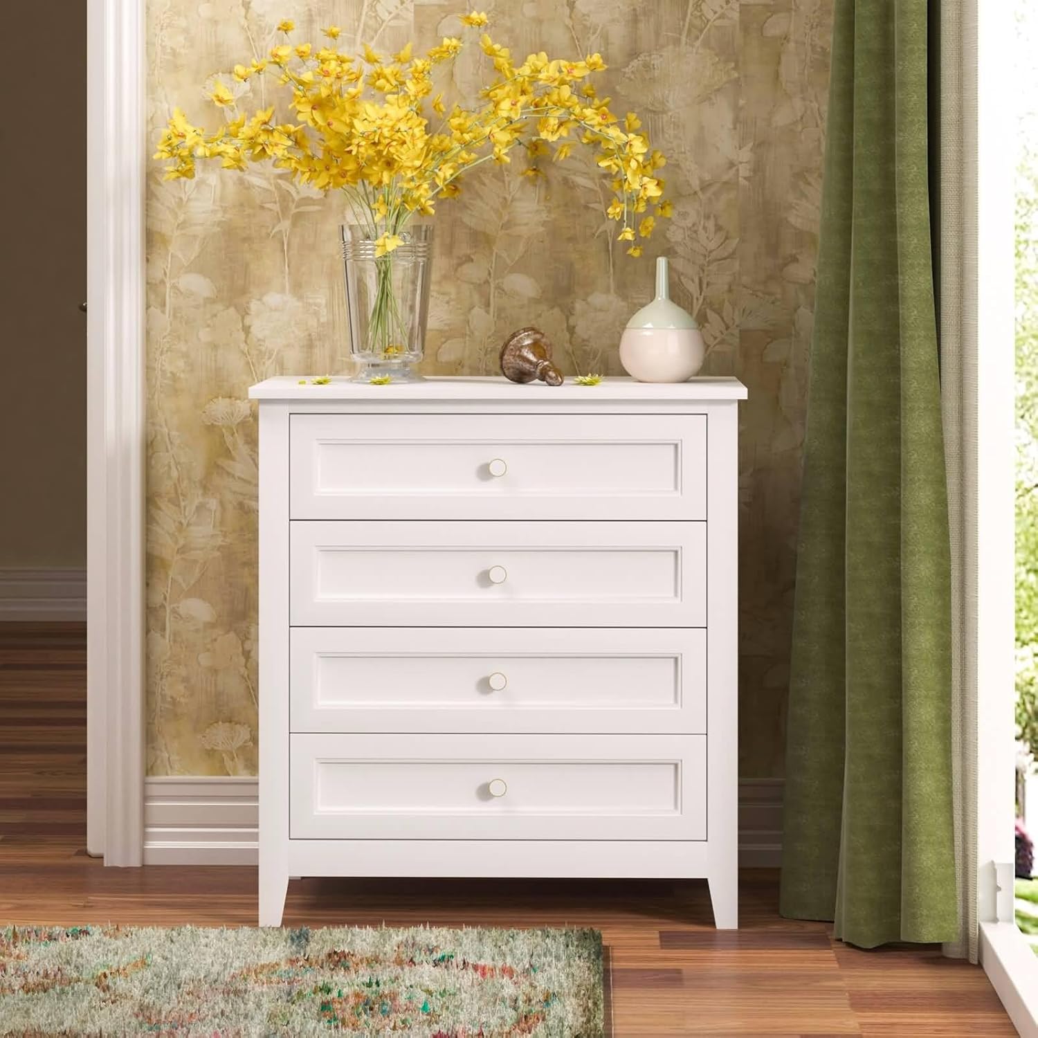 Solid Wood Drawer Dresser Bar Cabinet Buffet Server Console Table, White N819979