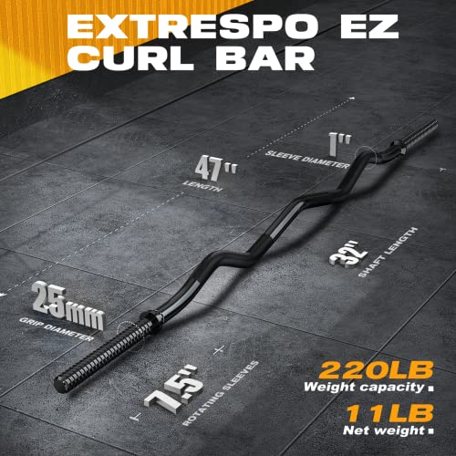 47" EZ Curl Bar Weight Lifting Bar with Star Collars U2209