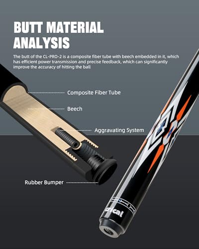 CRICAL Carbon Fiber Pool Cue Stick 58" with 12.5mm Tip J317692