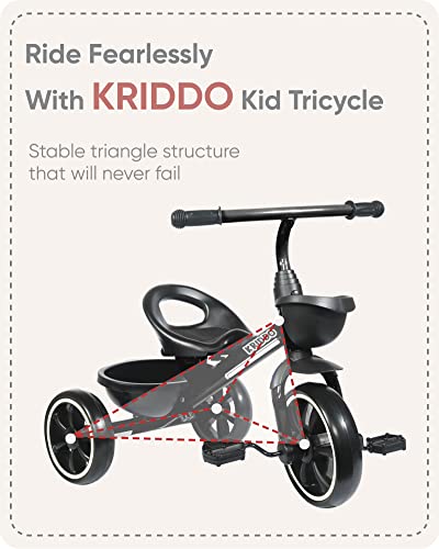 KRIDDO Kids Tricycle for Toddlers Age 2-5 Years, Blue P72011
