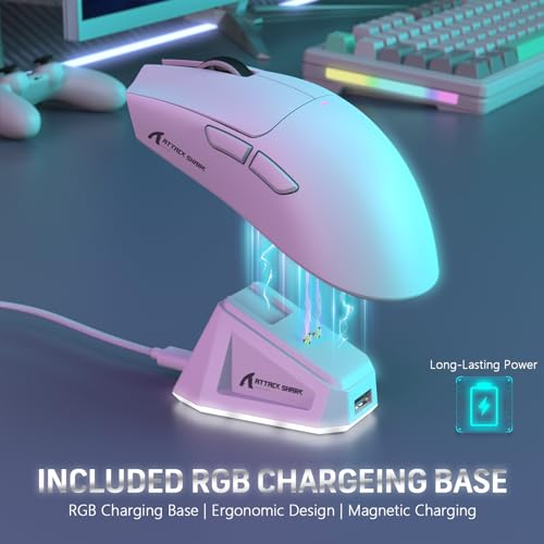 Attack Shark X11 59g Superlight Wireless Gaming Mouse with RGB Charging Dock, Black W869