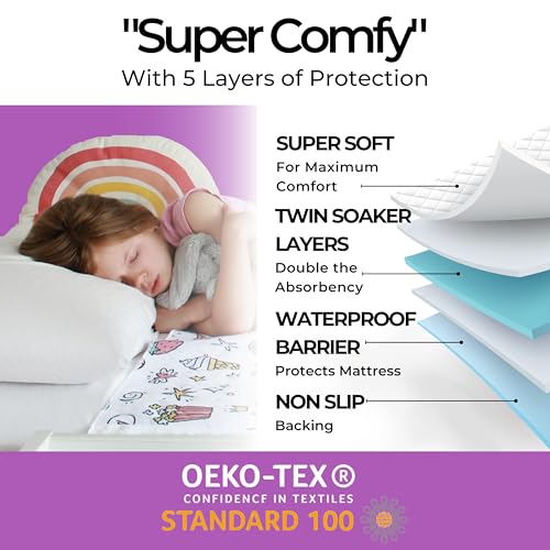 Hygge Sheets® Potty Training Pee Pads for Kids, Toddlers - 100% Waterproof, Non Slip, Washable, Dinosaur P67400